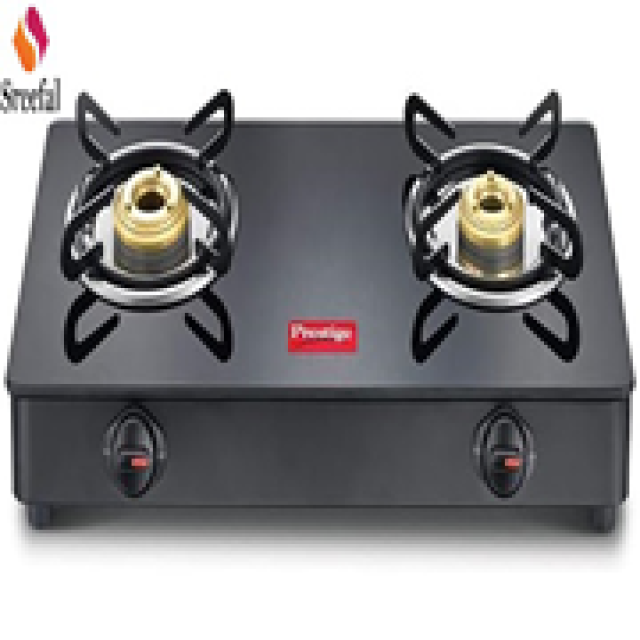 Prestige IRIS Toughened Glass-Top 2 Brass Burner LPG Gas Stove